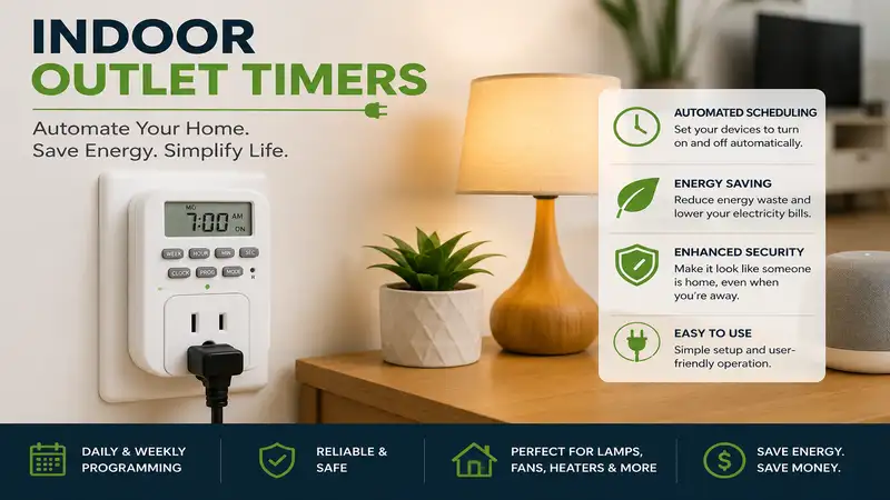 indoor outlet timers controlling household lamps and electronics automatically