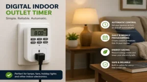 digital indoor outlet timer with automatic scheduling for home devices