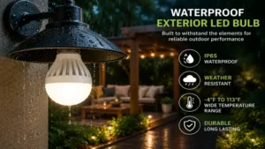 Waterproof exterior led light bulbs designed for patios gardens and outdoor fixtures