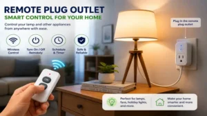 remote plug outlet connected to a living room lamp for convenient remote operation