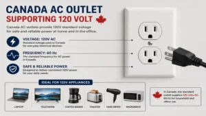 Canada AC outlet supporting 120 volt electrical appliances and devices
