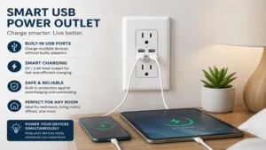 smart electrical outlet with usb plug charging phone and tablet simultaneously