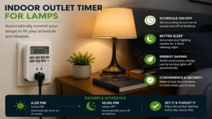 indoor outlet timer for lamps with bedtime and sunset automation