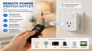 remote power switch outlet enabling easy power management for household equipment