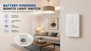 Battery-powered remote switch light switch with easy no-wire installation