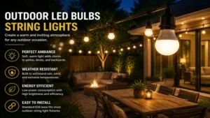 outdoor led bulbs used in stylish string lights for backyard entertaining
