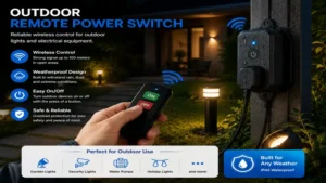 outdoor remote power switch designed for controlling garden lights and exterior equipment