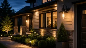 Outdoor light bulb enhancing modern home exterior lighting and visibility
