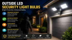 outside led security light bulbs providing bright illumination around a home