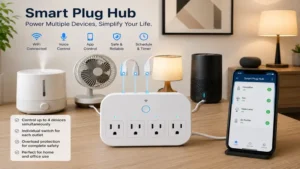 Smart plug hub powering multiple electronic devices safely and efficiently