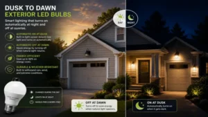 Smart dusk to dawn exterior led light bulbs automatically lighting outdoor spaces