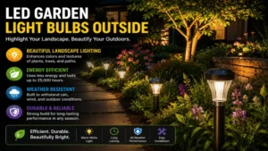 led garden light bulbs for outside highlighting landscaping and plants at night