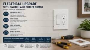 Electrical upgrade project featuring a durable and modern switch and outlet combo installation