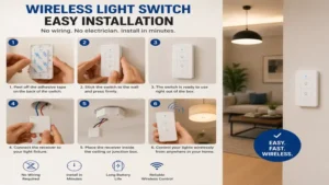 Wireless installation of remote switch light switch in a modern home
