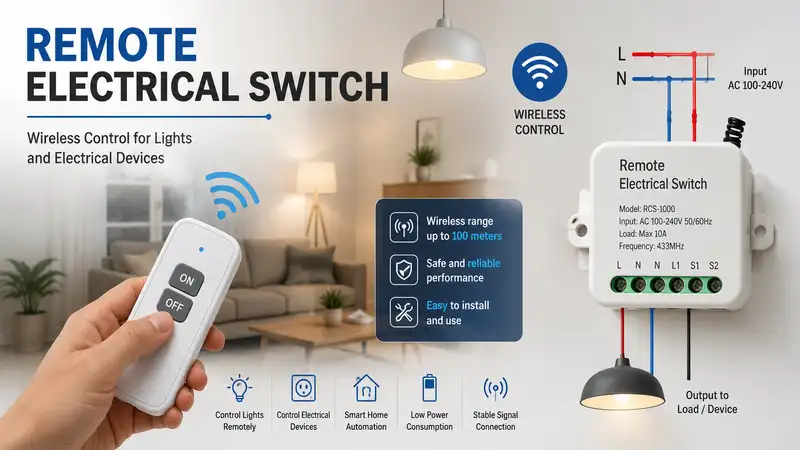 remote electrical switch controlling lights and electrical devices wirelessly in a modern home