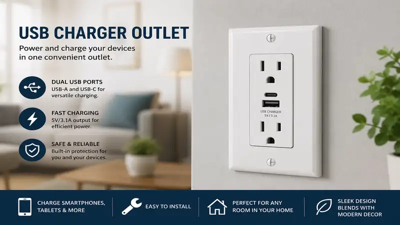 usb charger outlet installed in a modern wall socket for convenient device charging