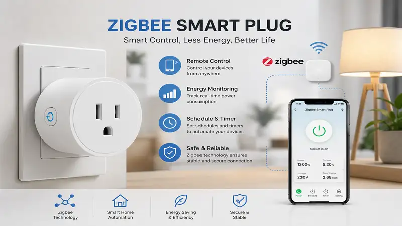 zigbee smart plug connected to a home automation system for energy-efficient smart control
