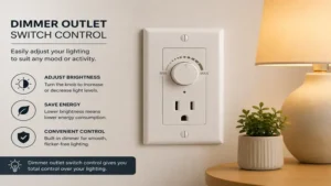 dimmer outlet switch control used to adjust lamp brightness and create comfortable lighting