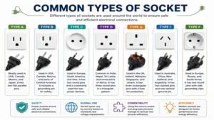 types of socket used in residential and commercial electrical installations