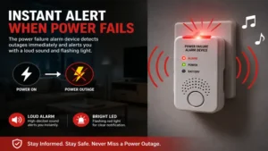 power failure alarm device sounding an alarm immediately after electricity is interrupted