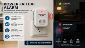 Power failure alarm providing instant warning when household electricity is interrupted