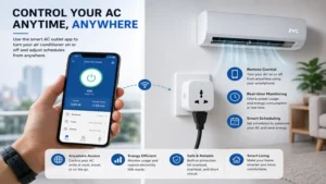 Smart AC outlet controlled remotely through a mobile app for convenient air conditioner management