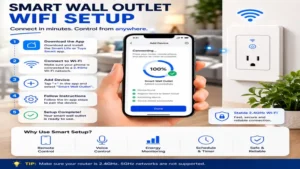 smart wall outlet WiFi setup using a mobile app and wireless connection instructions