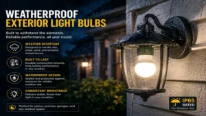 weatherproof exterior light bulbs designed to withstand rain, wind, and harsh outdoor conditions year-round