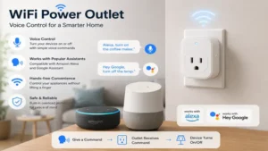wifi power outlet supporting voice control with smart assistants for hands-free operation