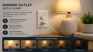 dimmer outlet with lamp providing adjustable brightness for different lighting moods