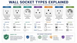 types of socket explained with different wall outlet designs and functions