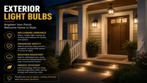 exterior light bulbs creating a welcoming and well-lit porch entrance with warm outdoor lighting