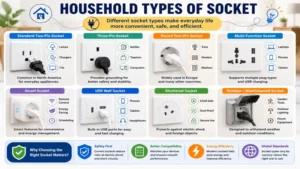 types of socket commonly used for household appliances and everyday electronic devices