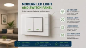 Modern wall-mounted led light and switch panel with a clean and minimalist design