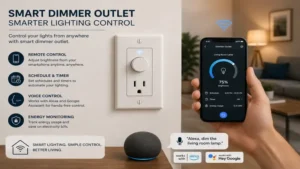 smart dimmer outlet connected to a mobile app for remote lighting control and automation