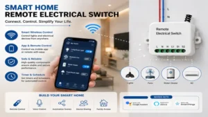 Smart home remote electrical switch connected to mobile app and multiple electrical devices