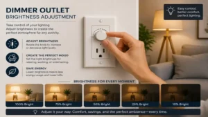 dimmer outlet brightness adjustment for customized lighting levels and energy efficiency