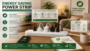 Energy saving power strip supporting eco-friendly energy management in a modern living room environment