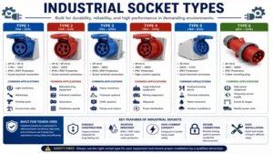 types of socket designed for industrial equipment and high power applications