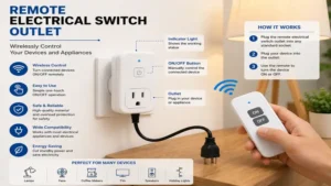 remote electrical switch outlet allowing wireless control of household appliances and devices