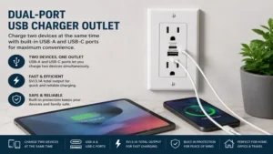 dual-port usb charger outlet offering simultaneous charging for multiple electronic devices
