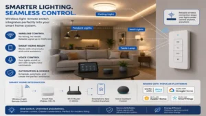 Smart home system integrated with a wireless light remote switch for seamless automation and control