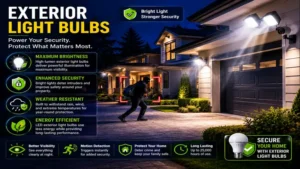 exterior light bulbs enhancing outdoor security with bright illumination around residential property