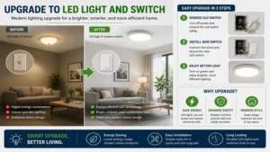 Energy-efficient home upgrade featuring a new led light and switch system