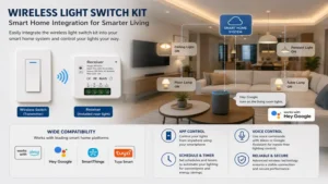 wireless light switch kit integrated with smart home systems for convenient lighting management