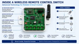 Internal circuit structure of a wireless remote control switch system