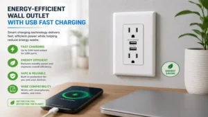Energy-efficient wall outlet with usb fast charging designed for everyday home and office use