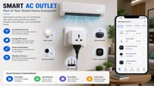 Smart AC outlet working within a smart home ecosystem alongside connected devices and appliances