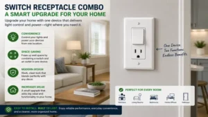 Home improvement project featuring a modern switch receptacle combo for convenient lighting and power control