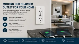 modern usb charger outlet installed in a contemporary home electrical system